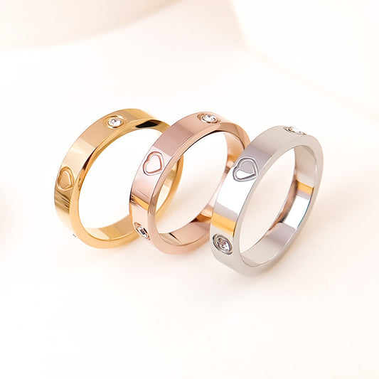 Cold Wind Rhinestone Simple Titanium Steel Ring Bracelet