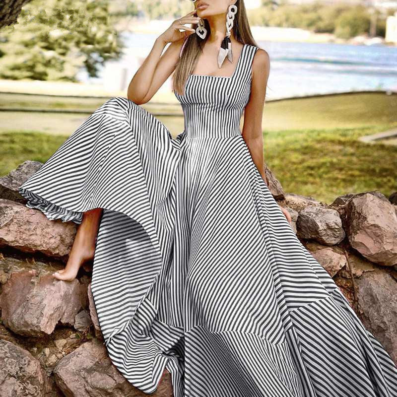 2022 Summer Women's Striped Sleeveless Dress