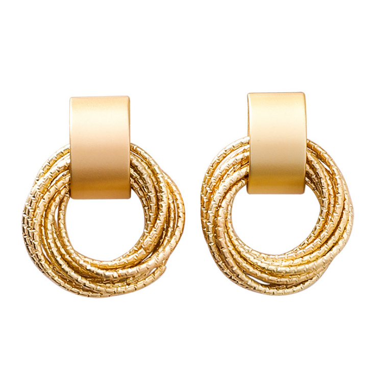 Layered Circle Wrap Earrings with Geometric Design