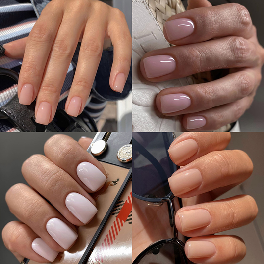 Simple Long Rectangle Solid Color Nail Tips for Women