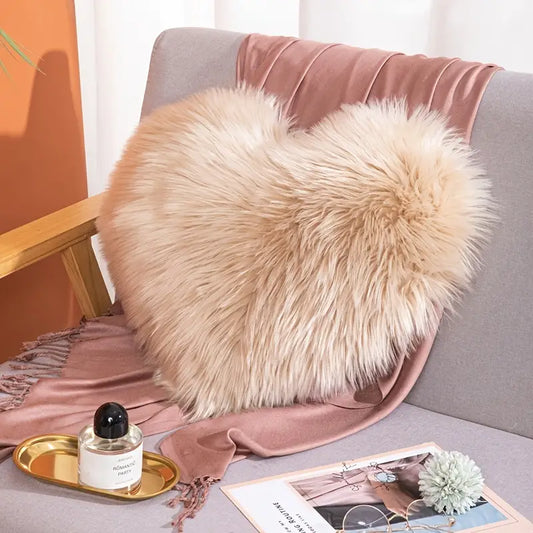 Washable Long Hair Love Pillow Cover for Sofa (1pc)