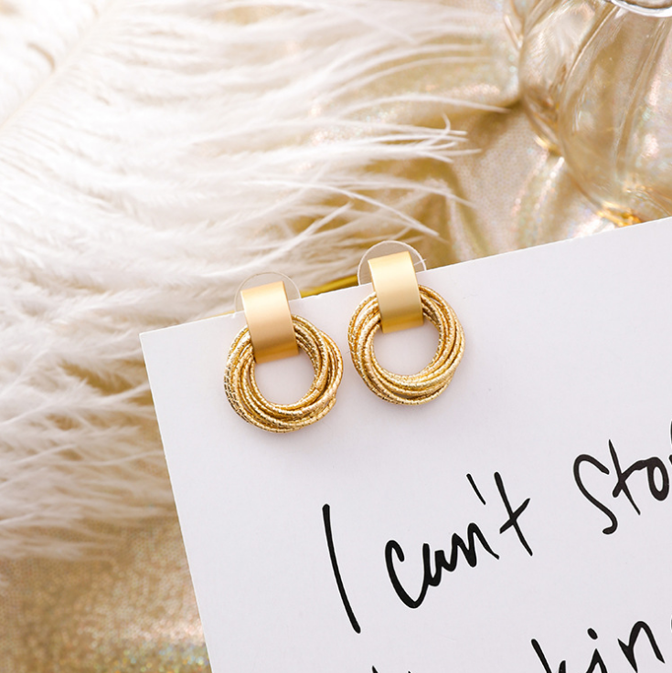 Layered Circle Wrap Earrings with Geometric Design