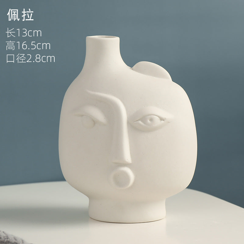 Nordic Style Human Face Creative Ceramic Vase Decor
