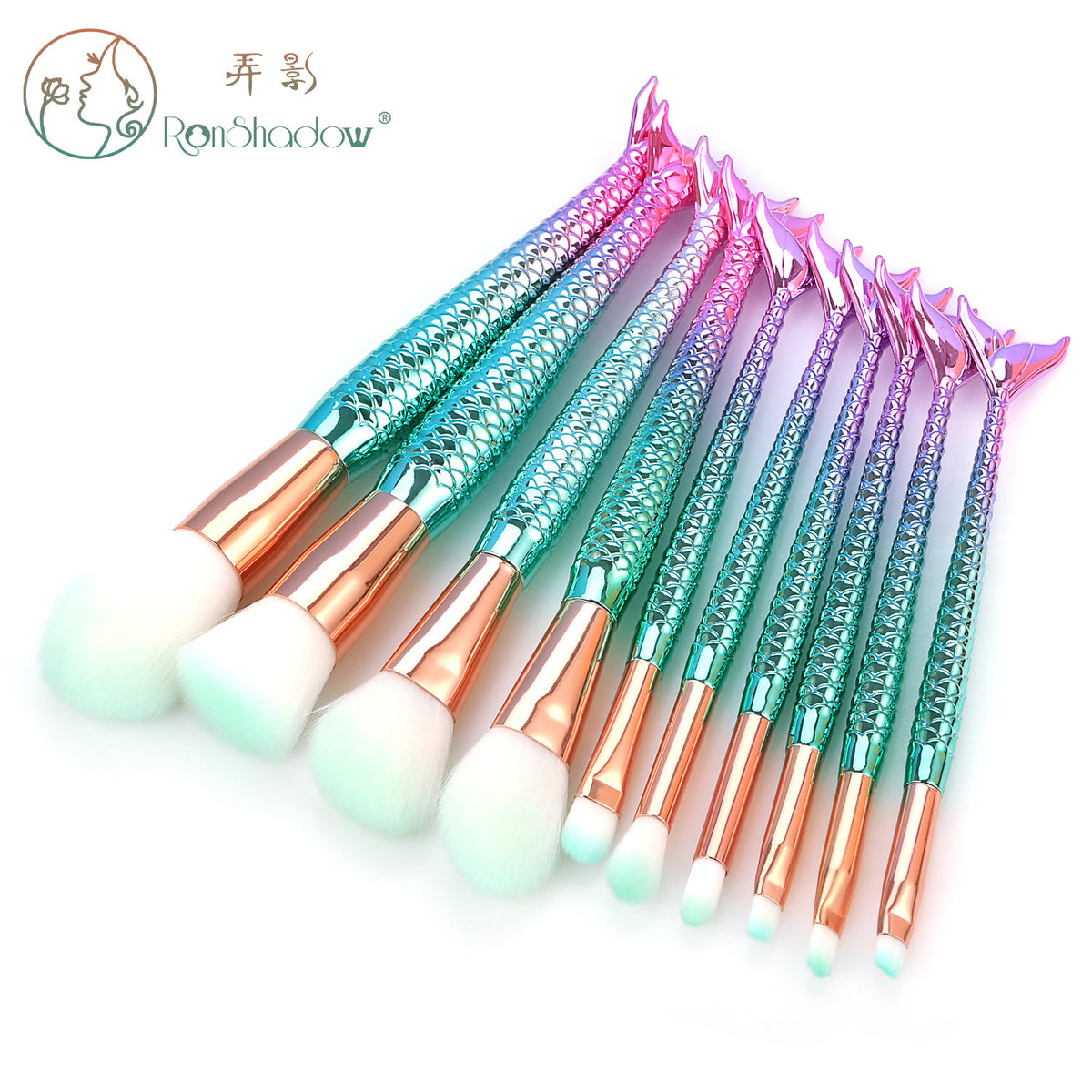 Mermaid Makeup Brush Set - 7 or 10 Pieces