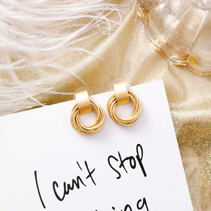 Layered Circle Wrap Earrings with Geometric Design