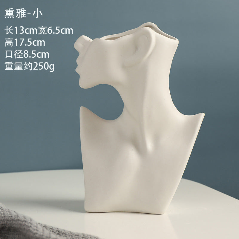 Nordic Style Human Face Creative Ceramic Vase Decor