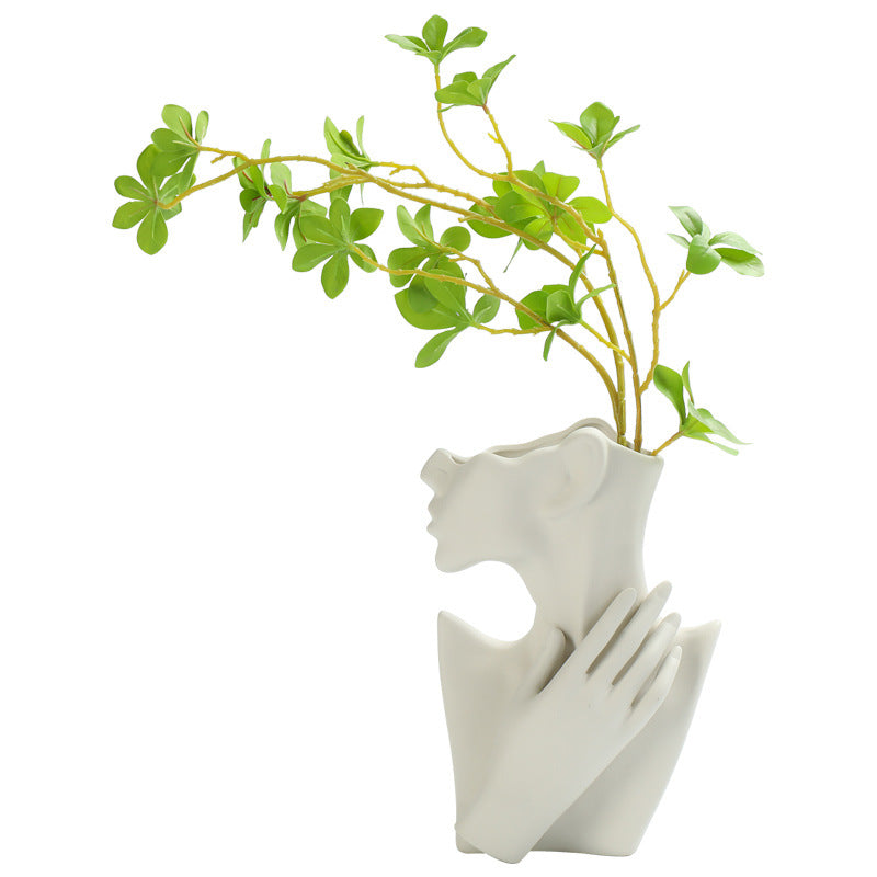 Nordic Style Human Face Creative Ceramic Vase Decor