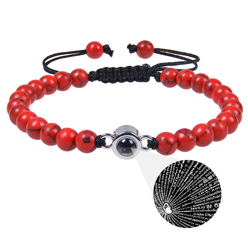 "Custom Photo Projection Bracelet in 100 Languages"