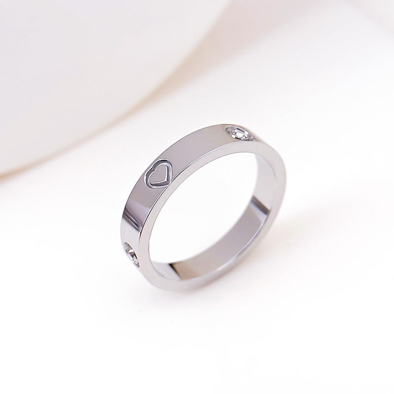 Cold Wind Rhinestone Simple Titanium Steel Ring Bracelet