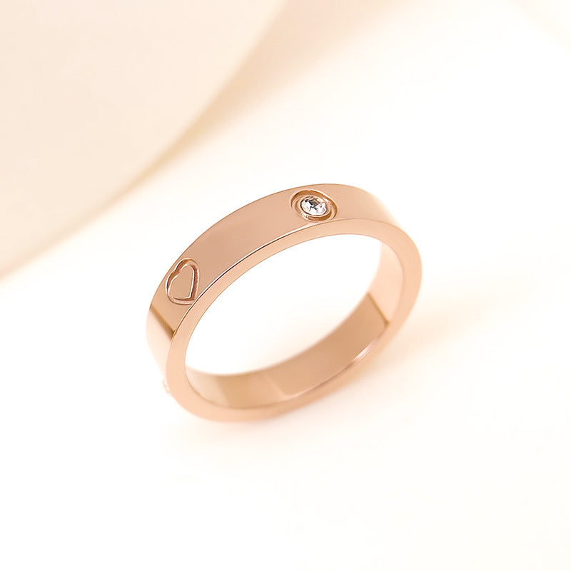Cold Wind Rhinestone Simple Titanium Steel Ring Bracelet