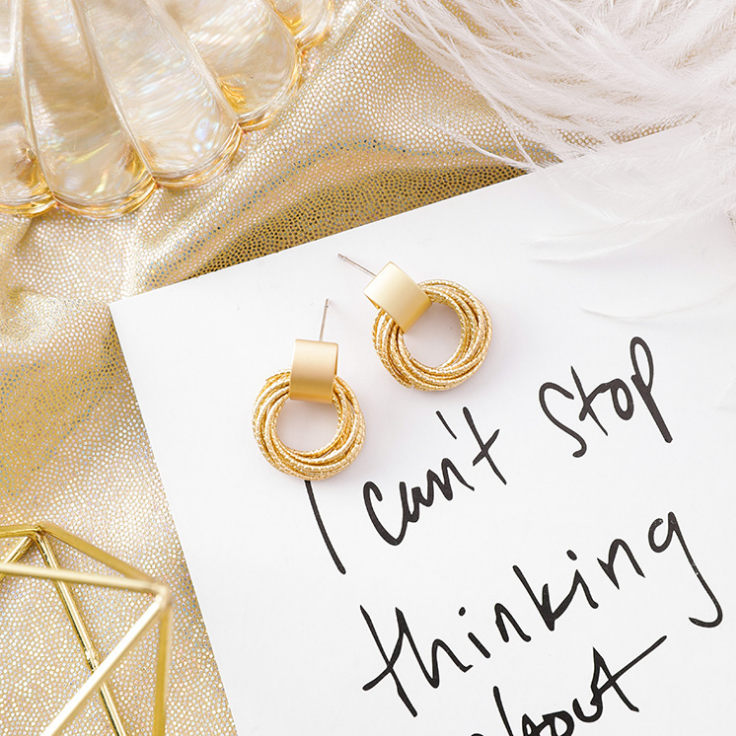 Layered Circle Wrap Earrings with Geometric Design
