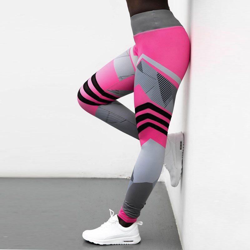 High Stretch Yoga Pants with Honeycomb Print Design