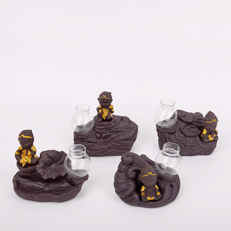 Ceramic Incense Burner with Creative Sun Wukong Design